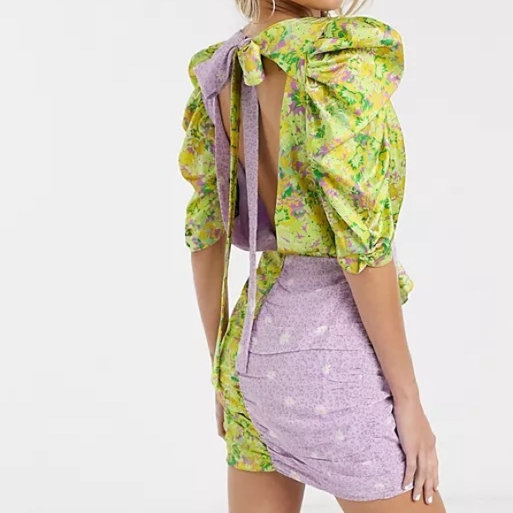 For Love and Lemons Purple & Green mini dress - Picture 2 of 5